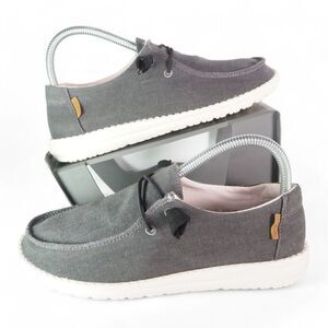 Hey Dude Wendy Casual Slip-on Loafers "Chambray Off Black" 121414949 Women's 7‎